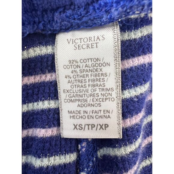 Victoria's Secret Women's Pajama Set Blue Lavender White Metallic Stripe Size XS - Picture 6 of 12